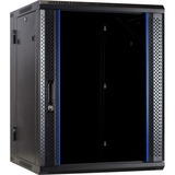 DSI Armoire murale 15U (inclinable) avec porte vitrée - DS6615-DOUBLE, Armoire informatique Noir, 600 x 600 x 770mm