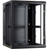 DSI Armoire murale 15U (inclinable) avec porte vitrée - DS6615-DOUBLE, Armoire informatique Noir, 600 x 600 x 770mm