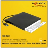 DeLOCK 42603 boîtier de lecteur de disque optique 13,3 cm (5.25") SATA III Noir, Boîtier disque dur Noir, 13,3 cm (5.25"), SATA III, Initio INIC-3619, 5 Gbit/s, USB, Toutes marques