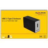 DeLOCK 42607 Boîtier de disques de stockage Boîtier disque dur/SSD Noir, Gris 2.5" Noir/gris, Boîtier disque dur/SSD, 2.5", Série ATA III, 10 Gbit/s, Échange à chaud, Noir, Gris