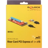DeLOCK Carte Riser PCI Express x1 > x16 avec câble USB, Carte de montage 