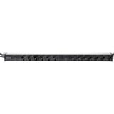 Digitus PDU 12x prise de protection avec protection contre les surcharges 19" 1HE, Multiprise Noir/en aluminium