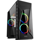 Sharkoon NIGHT SHARK RGB, Moyen tour Noir, 2x USB-A 2.0, 2x USB-A 3.2 (5 Gbit/s), 2x Audio, Window-kit