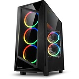 Sharkoon REV200, Moyen tour Noir, 2x USB-A 2.0, 2x USB-A 3.2 (5 Gbit/s), 2x Audio, Window-kit