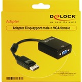 DeLOCK 61848 câble vidéo et adaptateur 0,125 m VGA (D-Sub) DisplayPort Noir Noir, 0,125 m, VGA (D-Sub), DisplayPort, Mâle, Femelle, Noir