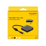 DeLOCK 64045 hub & concentrateur USB 3.2 Gen 1 (3.1 Gen 1) Type-A 5000 Mbit/s Noir, Hub USB USB 3.2 Gen 1 (3.1 Gen 1) Type-A, USB 3.2 Gen 1 (3.1 Gen 1) Type-A, MicroSD (TransFlash), SD, 5000 Mbit/s, Noir, 0,2 m