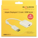 DeLOCK DisplayPort > HDMI, Adaptateur Blanc, 0,2 mètres, 4K