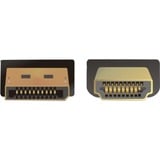 DeLOCK DisplayPort > HDMI haute vitesse, Adaptateur Noir, 3 mètres, passif, 4K, plaqué or