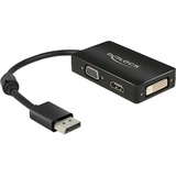 DeLOCK DisplayPort > VGA/HDMI/DVI, Adaptateur Noir