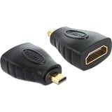 DeLOCK Micro-HDMI-D (mâle) > HDMI-A (femelle), Adaptateur Noir