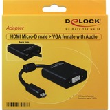 DeLOCK Micro-HDMI > VGA, Adaptateur Noir, 0,17 mètres