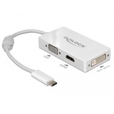 DeLOCK USB-C > VGA / HDMI / DVI, Adaptateur Blanc, 0,13 mètres