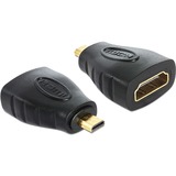 DeLOCK micro HDMI-D mâle vers HDMI-A femelle, Adaptateur Noir