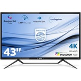 Philips Momentum 4K HDR avec Ambiglow 436M6VBPAB, Affichage public Noir, 108 cm (42.5"), 3840 x 2160 pixels, 4K Ultra HD, LED, 4 ms, Noir