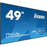 iiyama LH4982SB-B1 affichage de messages 124,5 cm (49") LED Full HD Noir, Affichage public Noir, 124,5 cm (49"), LED, 1920 x 1080 pixels, 700 cd/m², Full HD, 16:9