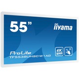 iiyama ProLite TF5538UHSC-W2AG moniteur à écran tactile 139,7 cm (55") 3840 x 2160 pixels Plusieurs pressions Multi-utilisateur Blanc, Affichage public Blanc, 139,7 cm (55"), 500 cd/m², 4K Ultra HD, LED, 16:9, 8 ms