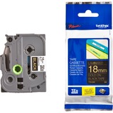 Brother Ruban pour étiqueteuse 18mm Or sur noir, TZe, Transfert thermique, Brother, PT-2430PC, PT-2700, PT-2730, PT-9600, PT-9700PC, PT-9800PCN, 1,8 cm