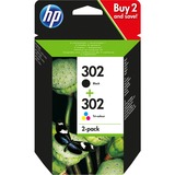 HP 302 cartouches d'encre noire/tri-couleur - 2-pack Noir, X4D37AE