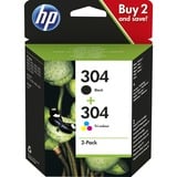 HP 304 cartouches d'encre noire/trois couleurs - 2-pack 3JB05AE