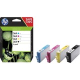 HP 364 pack de 4 cartouches d'encre noir/cyan/magenta/jaune authentiques Rendement standard, Encre à pigments, Encre à colorant, 6 ml, 3 ml, 4 pièce(s)