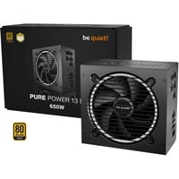 be quiet! Pure Power 13 M alimentation  modulaire 650 watt Noir, 1x 12V-2x6, 2x PCIe, semi-passive, 80 Plus Gold, 650 W, 100 - 240 V, 720 W, 50/60 Hz, 10 A, 5 A