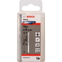 Bosch Forets à métaux rectifiés HSS-G, DIN 338, Perceuse DIN 338, Perceuse, Foret hélicoïdal, 4 mm, 75 mm, Métal, 4 mm