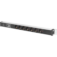 Digitus Bâti de prises avec profilé d'aluminium 1HE, 7 prises, Multiprise Noir/en aluminium
