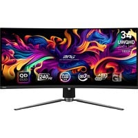MSI MPG 341CQPX QD-OLED 34.18" Moniteur UltraWide gaming incurvé Noir, 2x HDMI, DisplayPort, 2x USB-A, USB-B, USB-C, Adaptive-Sync, 240 Hz