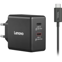 Lenovo 65W Dual USB-C GaN chargeur Noir, 2x USB-C, Power Delivery