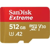SanDisk Extreme 512 Go, Carte mémoire UHS-I U3, Class 10, V30, A2, avec adaptateur