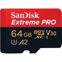 SanDisk Extreme PRO microSDXC 64 Go, Carte mémoire UHS-I U3, Class 10, V30, A2, Incl. SD Adapteur