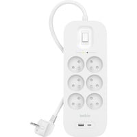 Belkin SurgePlus multiprise à 6 prises avec usb Blanc, 6x prises, 1x USB-C, 1x USB-A