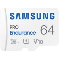 Samsung PRO Endurance 64 Go microSDXC (2022), Carte mémoire Blanc, UHS-I U1, Classe 10, V10, Adaptateur SD inclus