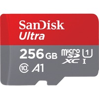 SanDisk Ultra 256 Go MicroSDXC Classe 10, Carte mémoire 256 Go, MicroSDXC, Classe 10, 120 Mo/s, Class 1 (U1), Gris, Rouge