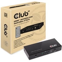 Club 3D Switchbox HDMI 2.0 UHD 4 ports, Adaptateur Noir, CSV-1370
