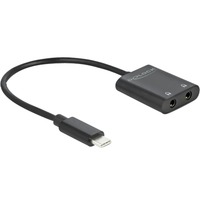 DeLOCK USB-C > 2x 3,5 mm Jack, Adaptateur Noir, 0,15 mètres