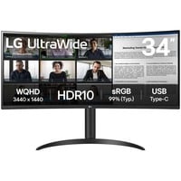 LG UltraWide 34WR50QK-B 34" Moniteur incurvé  Noir, 2x HDMI, DisplayPort