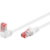 goobay Câble de raccordement Cat.6a S/FTP (PiMF), 1x 90° Blanc, 1 mètre