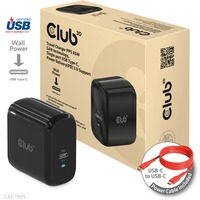 Club 3D Chargeur de voyage PPS 65W technologie GAN, un port USB Type-C Noir