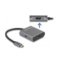 DeLOCK Splitter USB-C (DP Alt Mode) vers 2x HDMI MST avec USB-C PD, Repartiteur HDMI Gris
