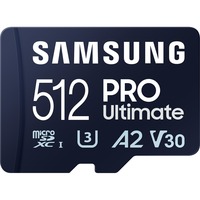 SAMSUNG PRO Ultimate 512 Go microSDXC, Carte mémoire Bleu, UHS-I U3, Classe 3, V30, adaptateur SD inclus