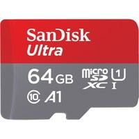 SanDisk Ultra 64 Go MicroSDXC Classe 10, Carte mémoire 64 Go, MicroSDXC, Classe 10, 120 Mo/s, Class 1 (U1), Gris, Rouge