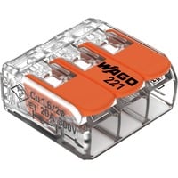 Wago Borne de raccordement Serie 221 COMPACT - 3x4 mm², Pince Transparent/Orange, 50 pièces