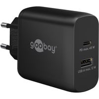 goobay 45W GaN USB-C PD Dual Fast Charger, Chargeur Noir