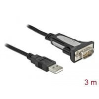 DeLOCK Adaptateur serie USB-A 2.0 > 1x RS-232 DB9, Câble Noir, 3 mètres