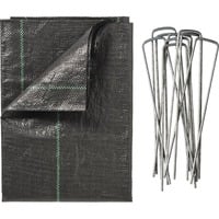 Nature Nature - set gronddoek 2x5m + pennen, Tapis de sol Noir