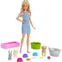 Barbie Famille Coffret le Bain des Animaux, Poupée