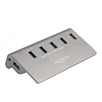 DeLOCK Hub USB 10 Gops avec 4 ports + port de chargement rapide Gris