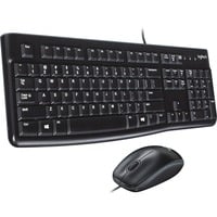 Logitech MK120, set de bureau Noir, Layout UE (QWERTY), Rubberdome, Vente au détail