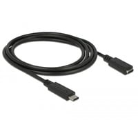 DeLOCK USB-C mâle > USB-C femelle, Câble d'extension Noir, 1,5 mètre
